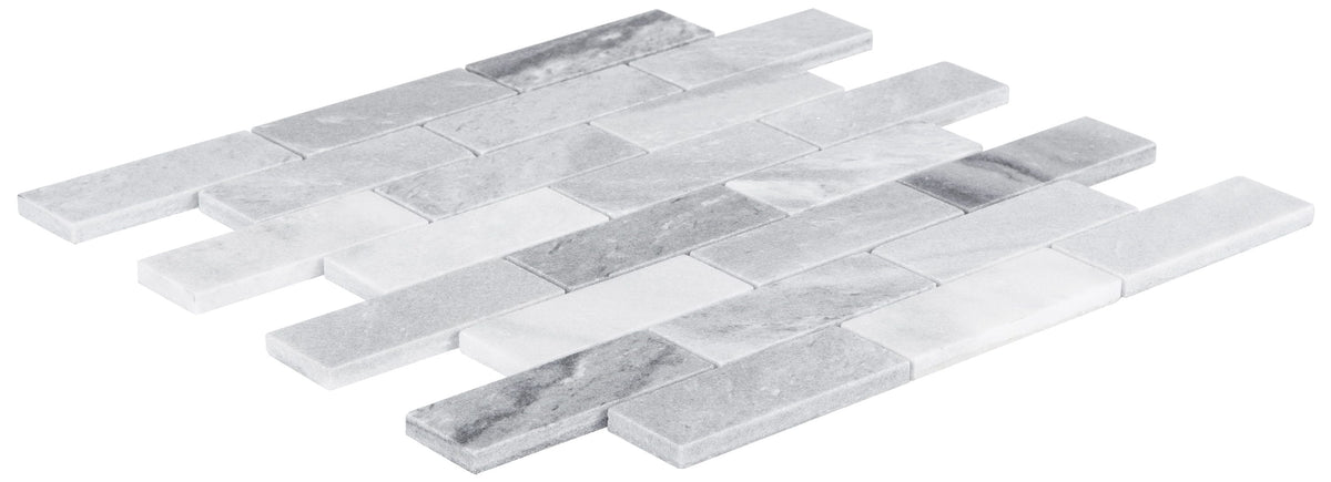 Satori Storm Polished 12-in x 12-in Natural Marble Brick Mosaic Wall Tile, Polished Finish (0.97-sq ft per piece)