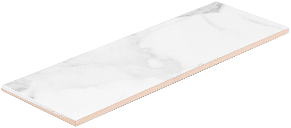 Satori Regent Statuario Glossy 4-in x 12-in Ceramic Marble-Look Wall Tile