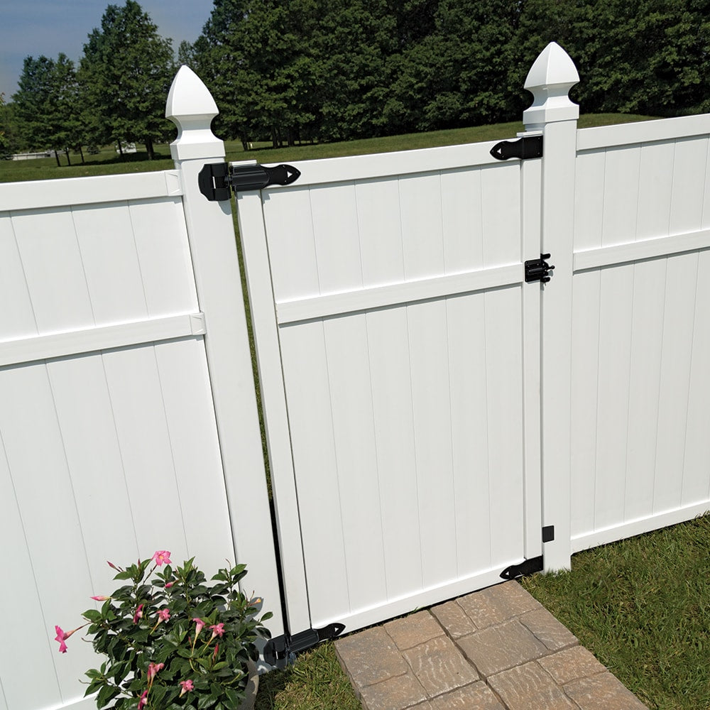 Freedom Brighton 6-ft H x 3-ft to 5-ft W White Vinyl Flat-top Fence Gate Kit No Dig (Unassembled)