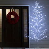 GE 7-ft Winterberry Pre-Lit Twig Slim White Artificial Christmas Tree with 400 Constant Cool White LED Lights