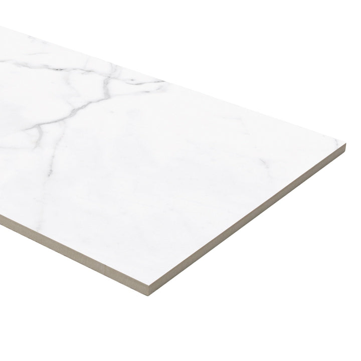 Satori Statuario Matte 12-in x 24-in Porcelain Marble-Look Floor & Wall Tile, Rectified Edge