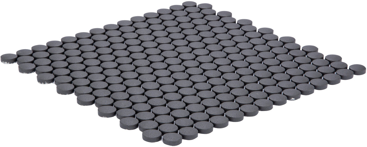Satori Hudson Carbon Matte 12-in x 12-in Unglazed Porcelain Penny Round Floor and Wall Tile (0.9-sq ft per Piece)