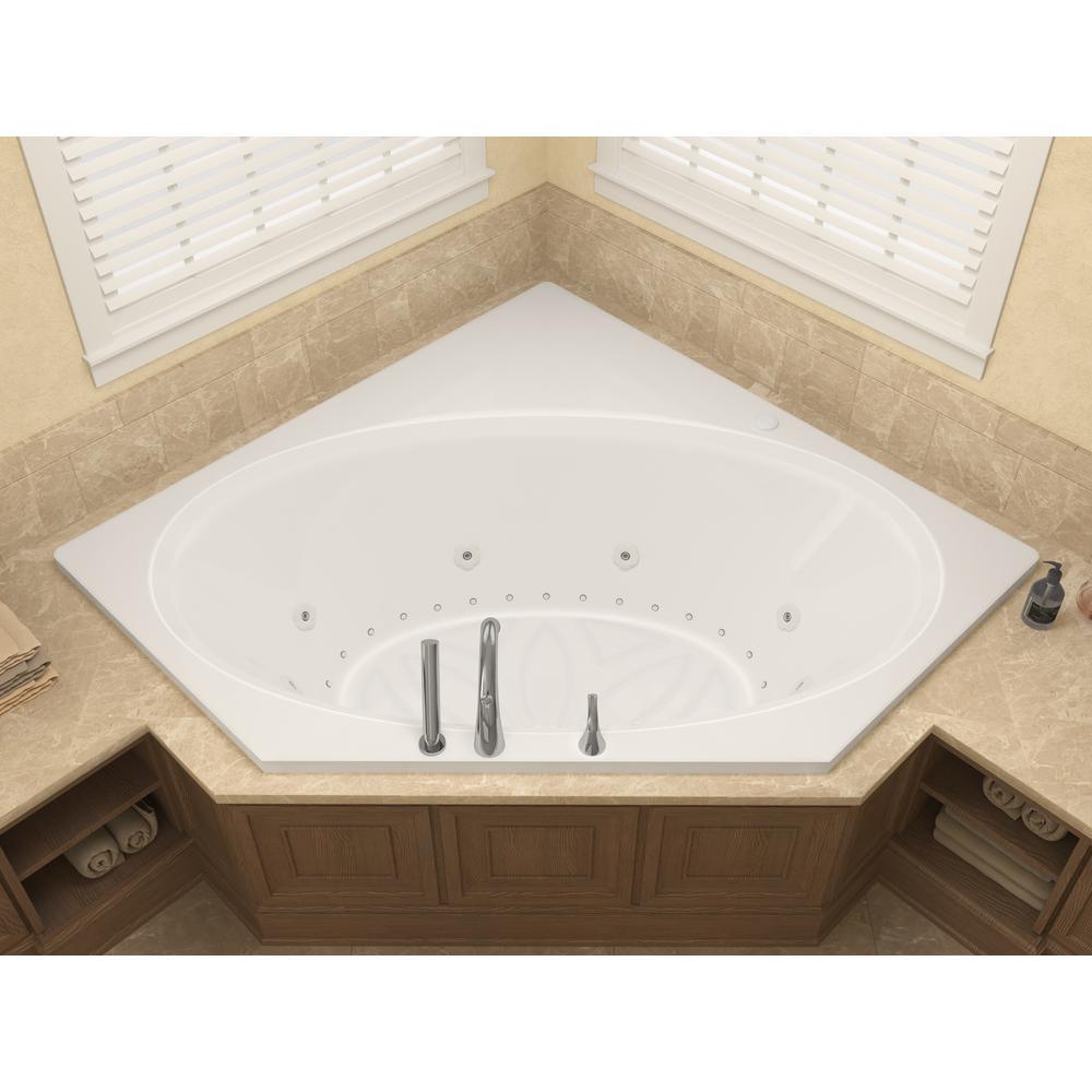 Mali 5 ft. Acrylic Corner Drop-in Whirlpool Air Bathtub in White - Super Arbor