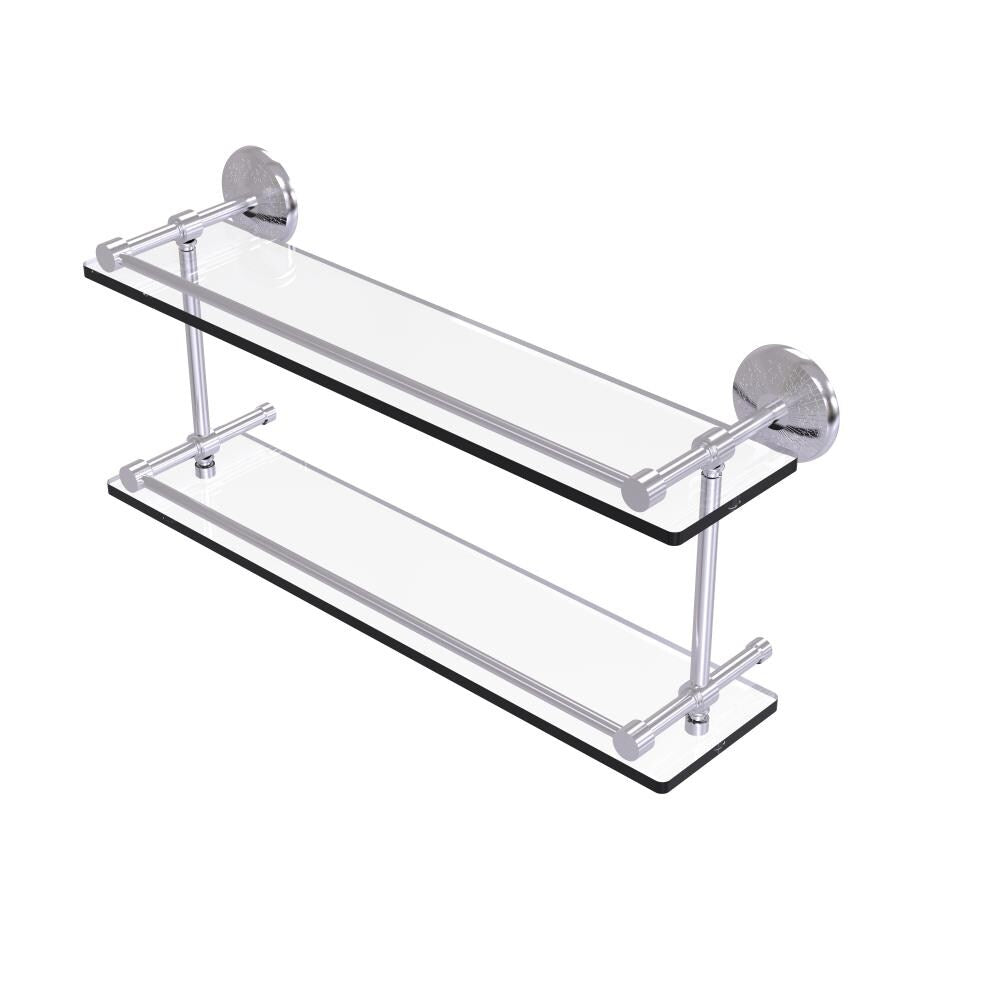 Allied Brass Monte Carlo Satin Chrome 2-Tier Brass Wall Mount Bathroom Shelf, 22 x 8 x 5 in
