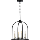 Progress Lighting Seneca 4-Light Matte Black Farmhouse Lantern Medium Hanging Pendant Light