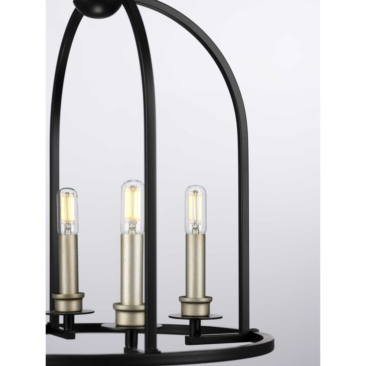 Progress Lighting Seneca 4-Light Matte Black Farmhouse Lantern Medium Hanging Pendant Light