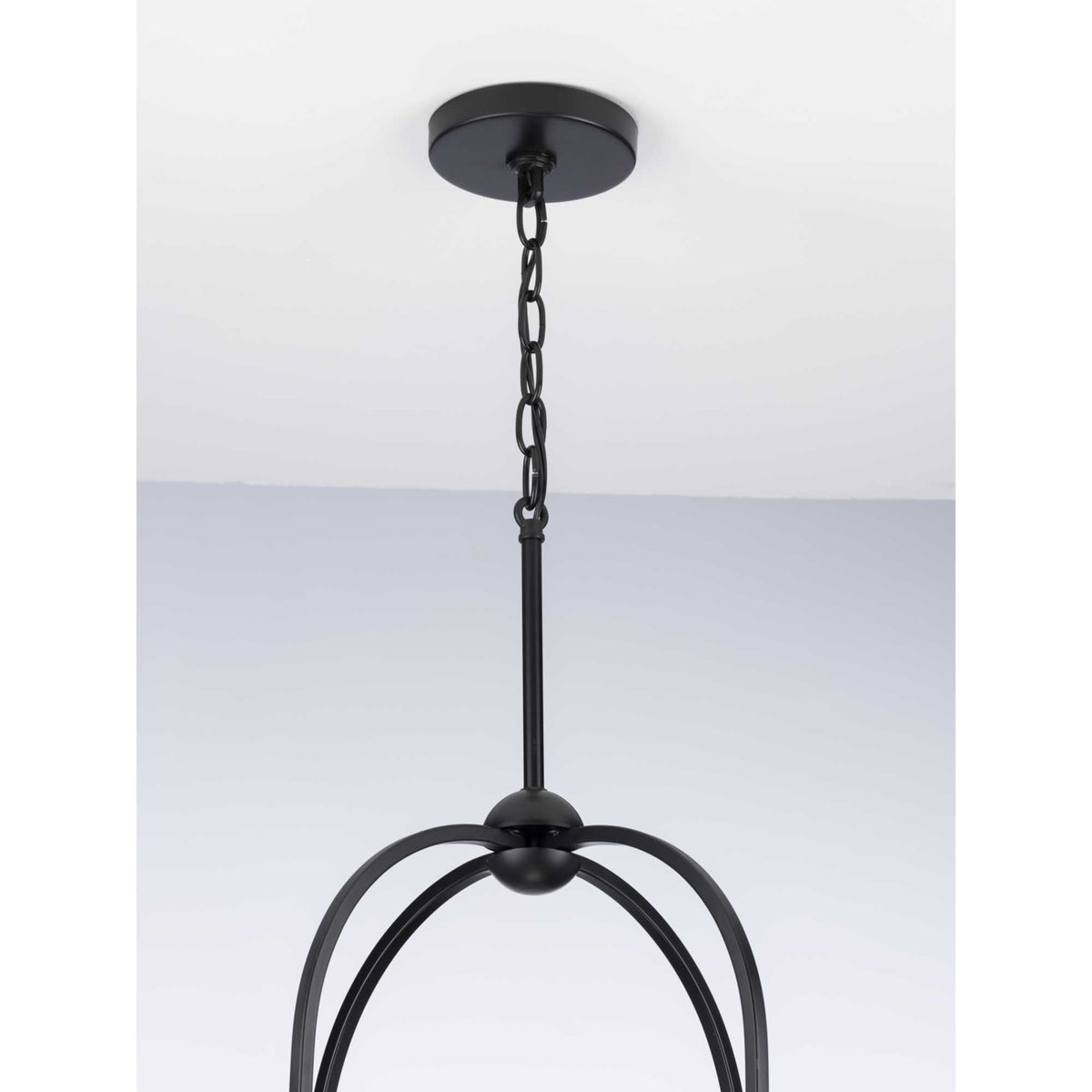 Progress Lighting Seneca 4-Light Matte Black Farmhouse Lantern Medium Hanging Pendant Light