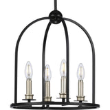 Progress Lighting Seneca 4-Light Matte Black Farmhouse Lantern Medium Hanging Pendant Light