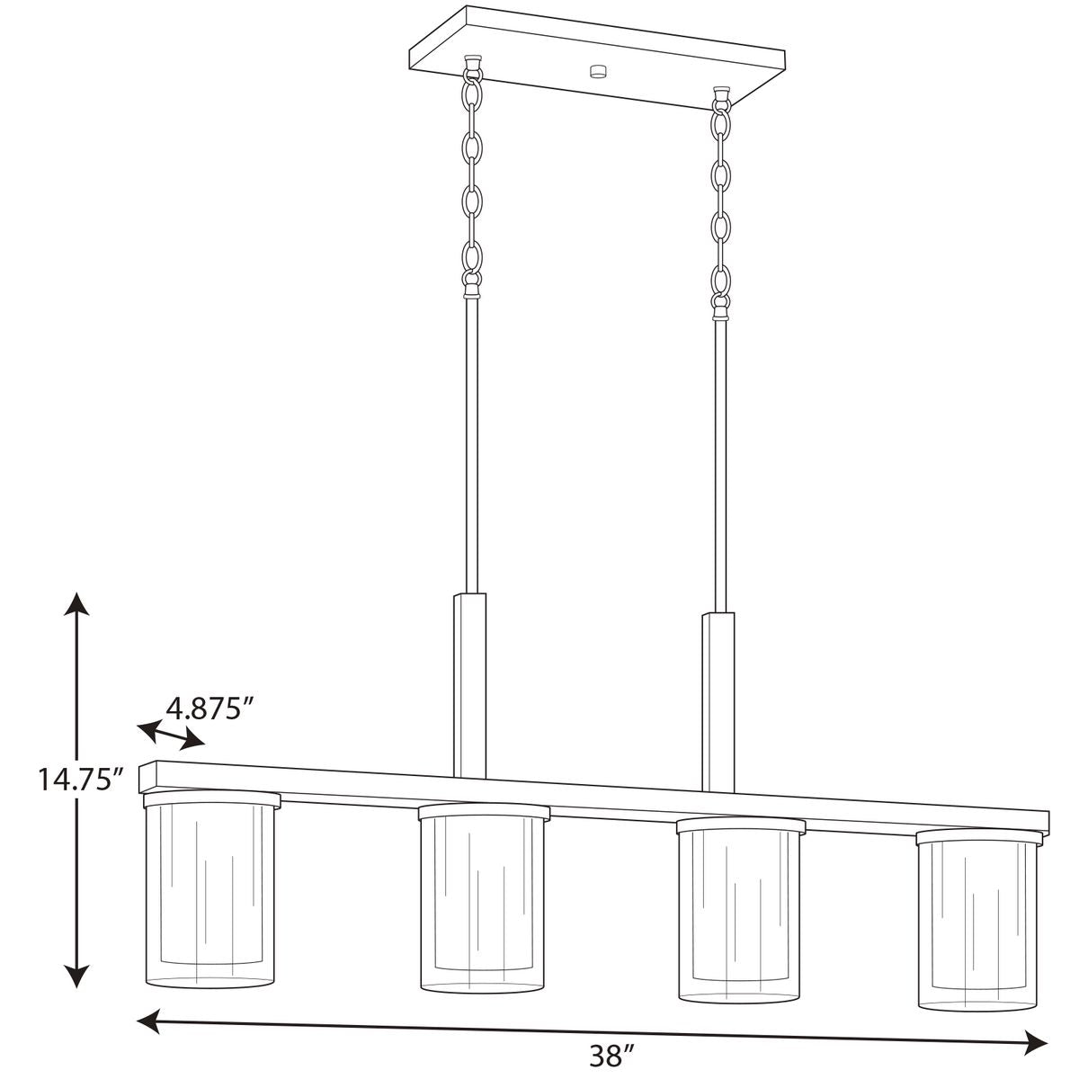 Progress Lighting Mast 4-Light Brushed Nickel Farmhouse Etched Glass Linear Large Hanging Kitchen Island Light