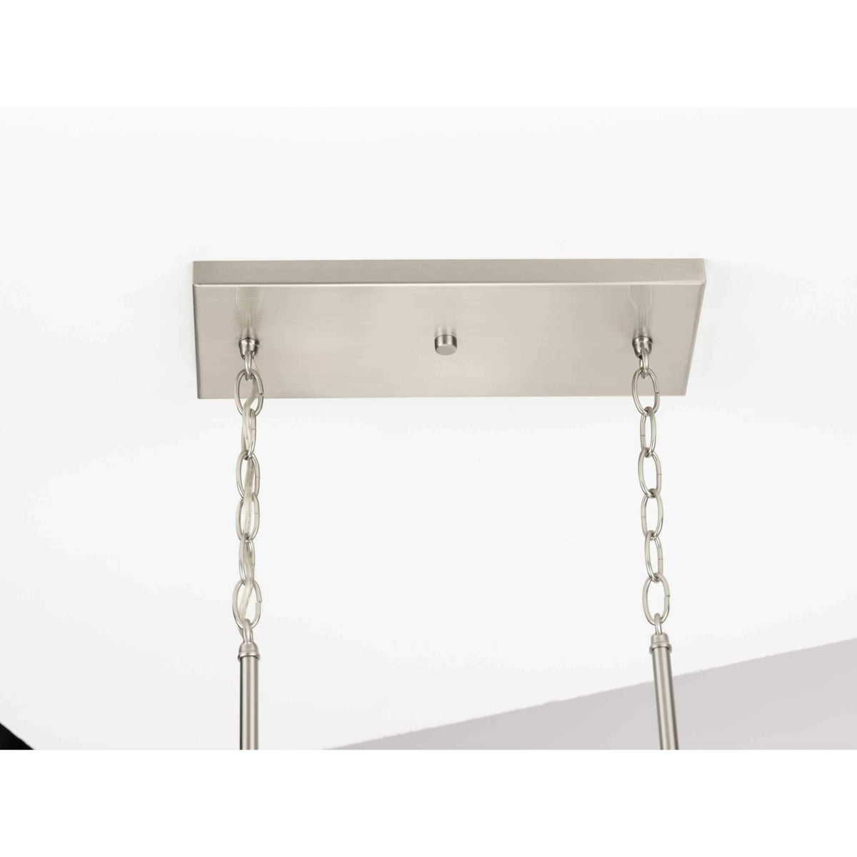 Progress Lighting Mast 4-Light Brushed Nickel Farmhouse Etched Glass Linear Large Hanging Kitchen Island Light