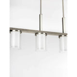 Progress Lighting Mast 4-Light Brushed Nickel Farmhouse Etched Glass Linear Large Hanging Kitchen Island Light