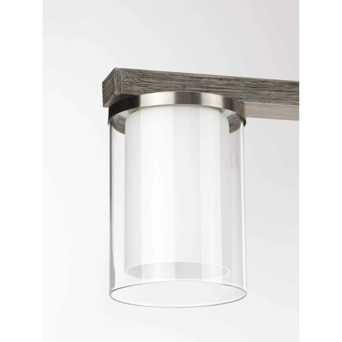 Progress Lighting Mast 4-Light Brushed Nickel Farmhouse Etched Glass Linear Large Hanging Kitchen Island Light