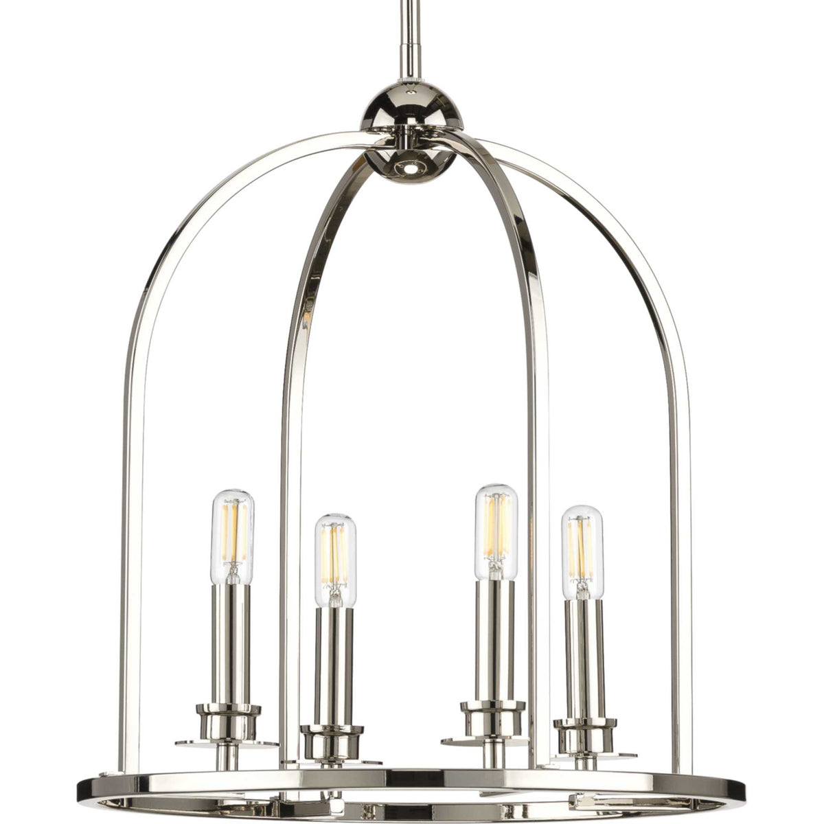 Progress Lighting Seneca 4-Light Polished Nickel Farmhouse Lantern Medium Hanging Pendant Light