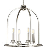 Progress Lighting Seneca 4-Light Polished Nickel Farmhouse Lantern Medium Hanging Pendant Light