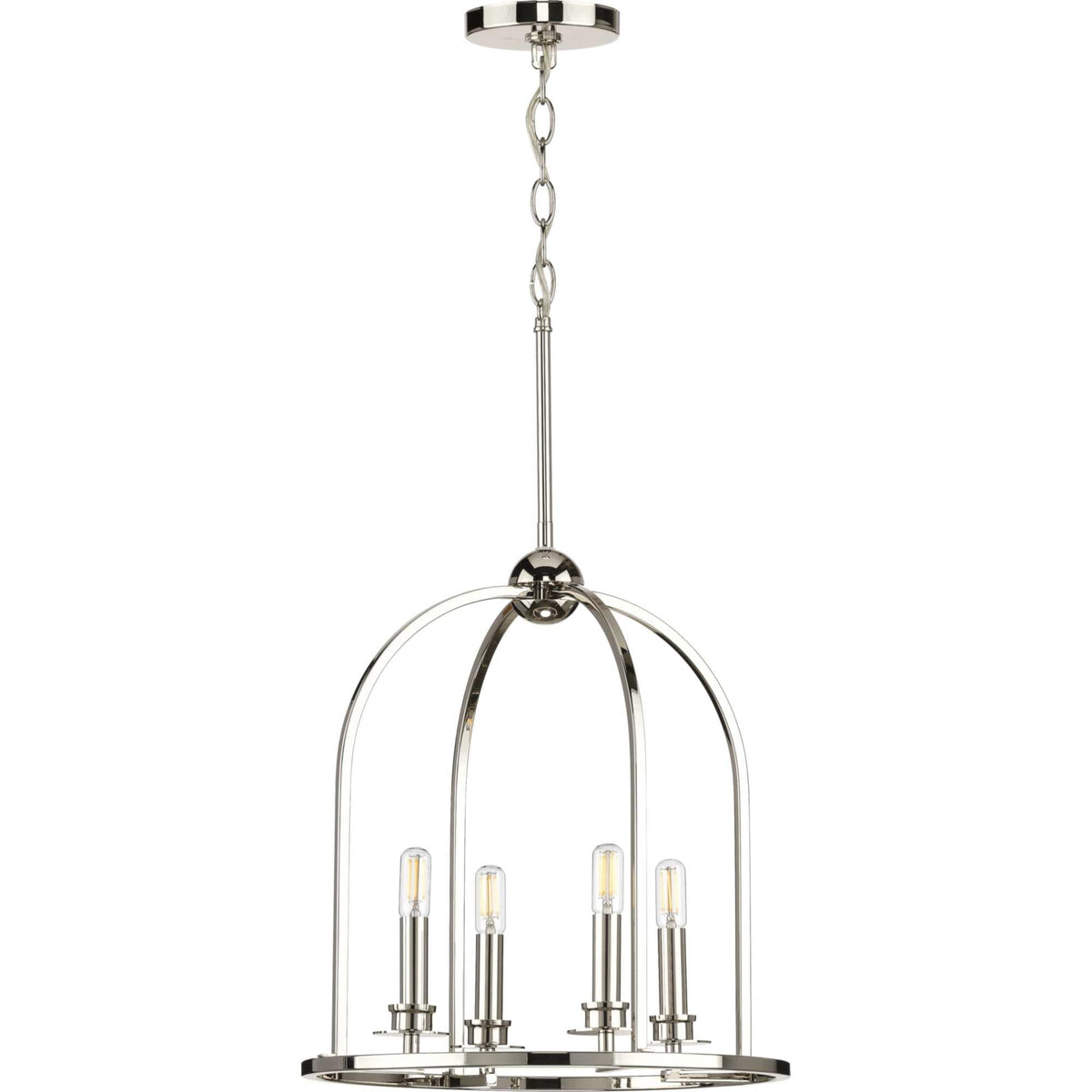 Progress Lighting Seneca 4-Light Polished Nickel Farmhouse Lantern Medium Hanging Pendant Light