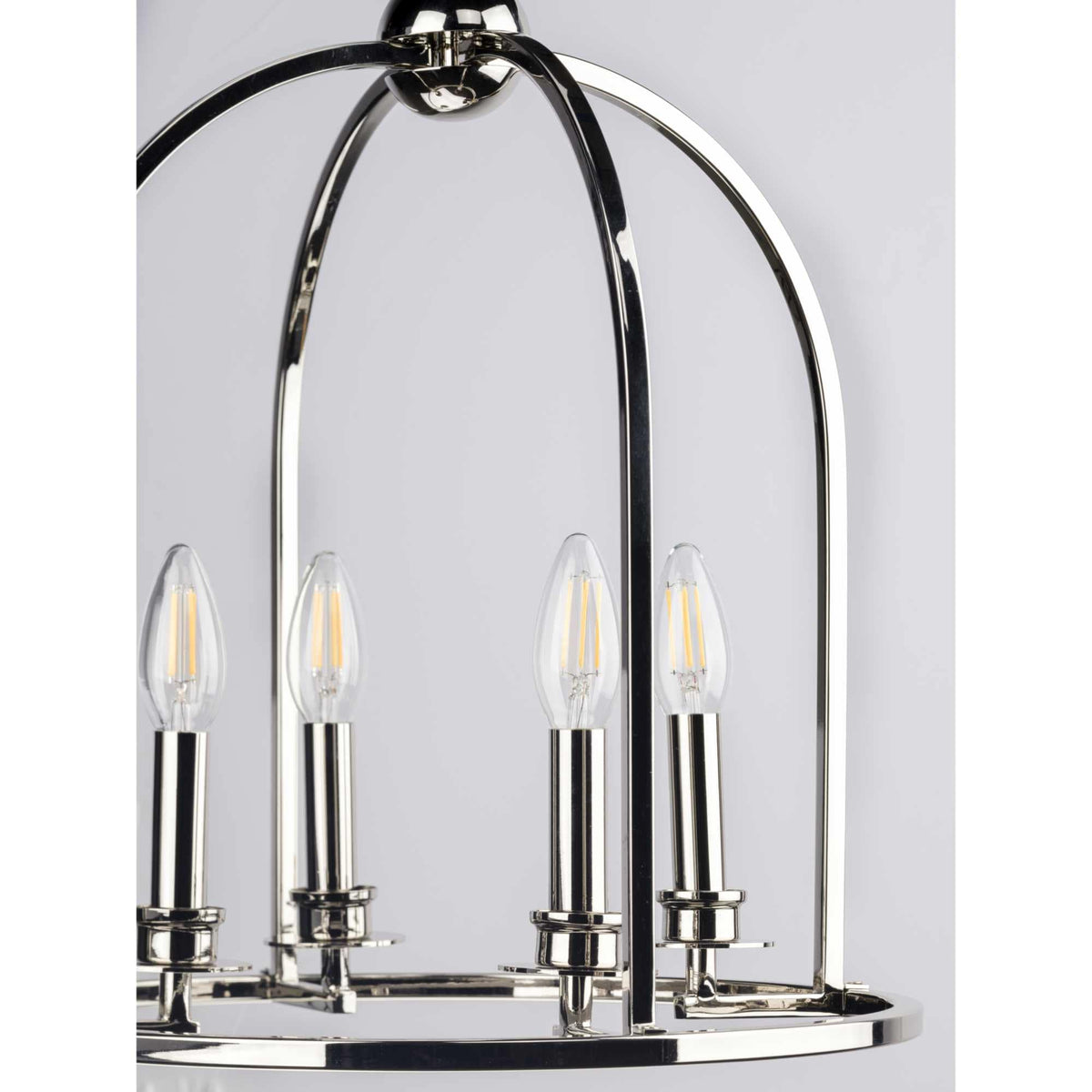 Progress Lighting Seneca 4-Light Polished Nickel Farmhouse Lantern Medium Hanging Pendant Light