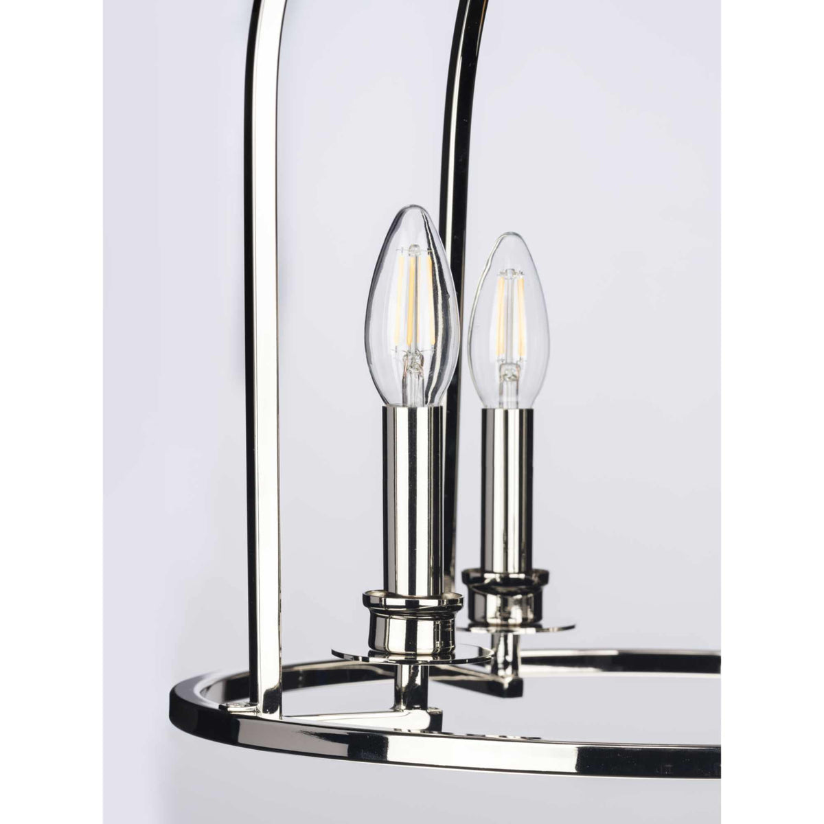 Progress Lighting Seneca 4-Light Polished Nickel Farmhouse Lantern Medium Hanging Pendant Light