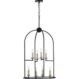 Progress Lighting Seneca 8-Light Matte Black Farmhouse Lantern Medium Hanging Pendant Light