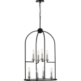 Progress Lighting Seneca 8-Light Matte Black Farmhouse Lantern Medium Hanging Pendant Light