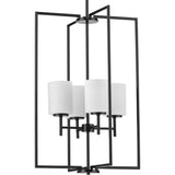 Progress Lighting Replay 4-Light Textured Black Modern/Contemporary Etched Glass Lantern Medium Hanging Pendant Light
