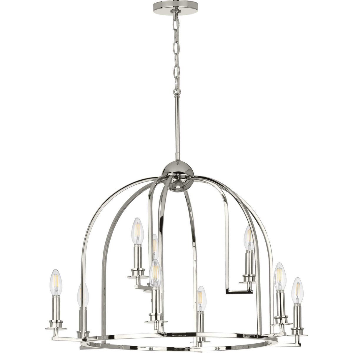 Progress Lighting Seneca 9-Light Polished Nickel Farmhouse Chandelier