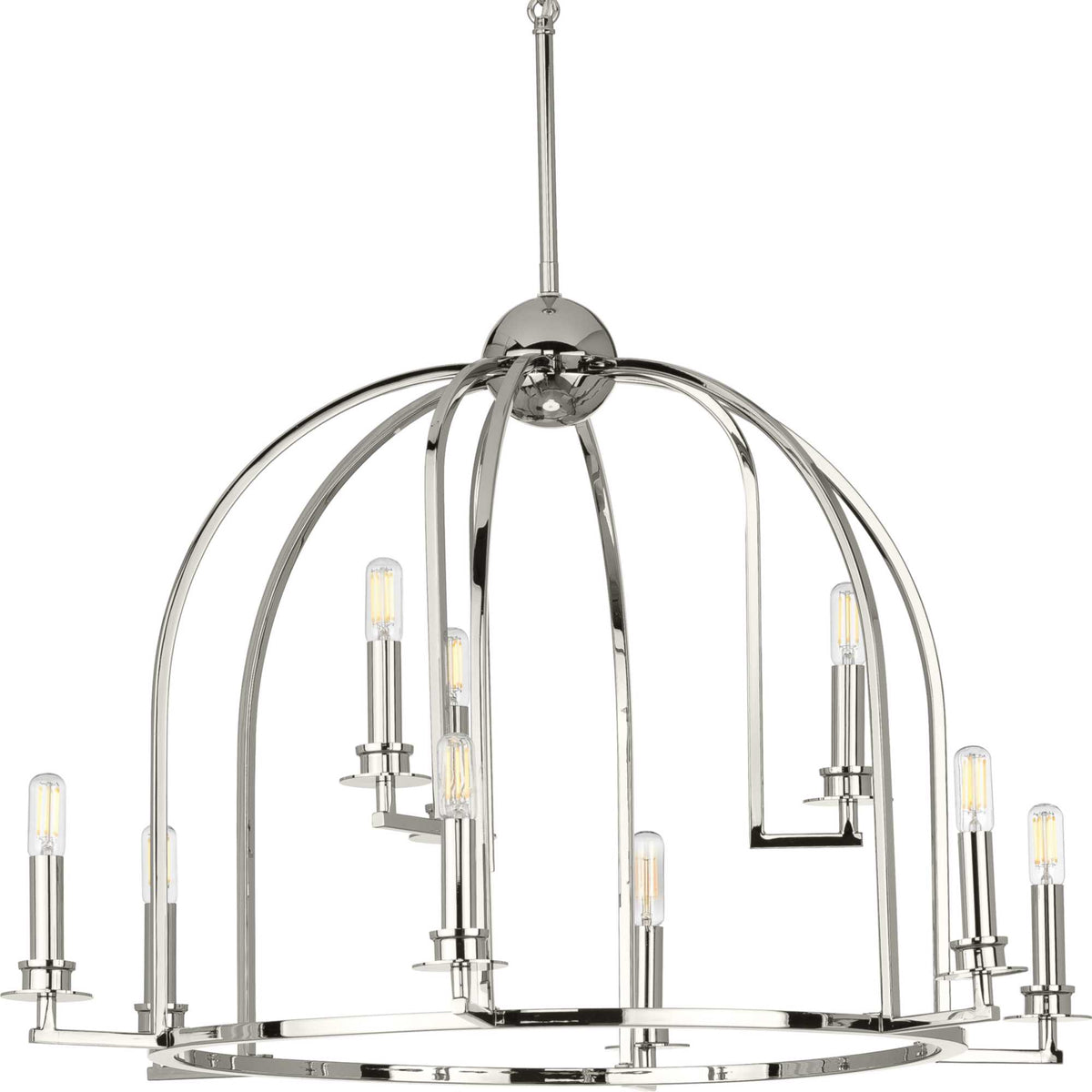 Progress Lighting Seneca 9-Light Polished Nickel Farmhouse Chandelier