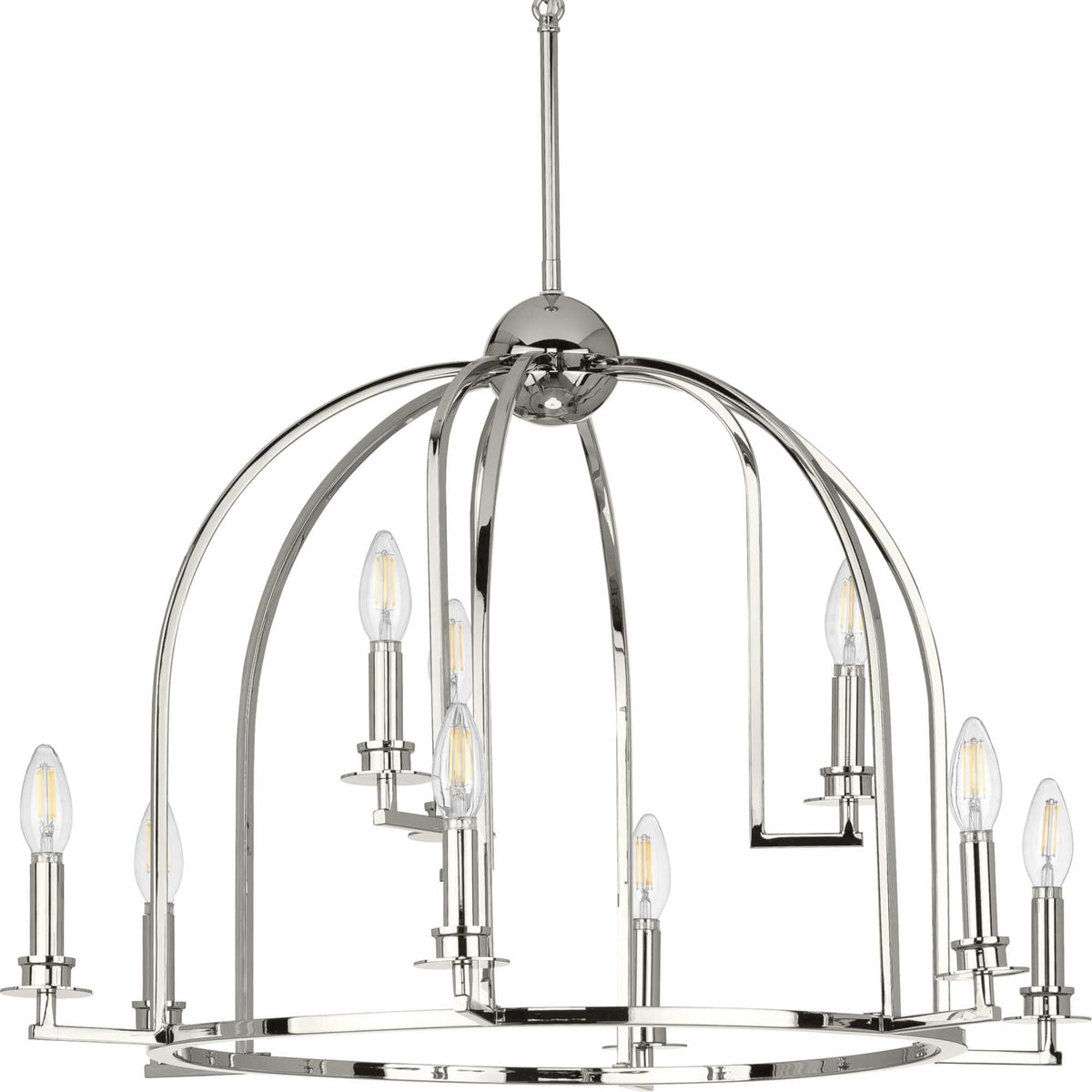Progress Lighting Seneca 9-Light Polished Nickel Farmhouse Chandelier
