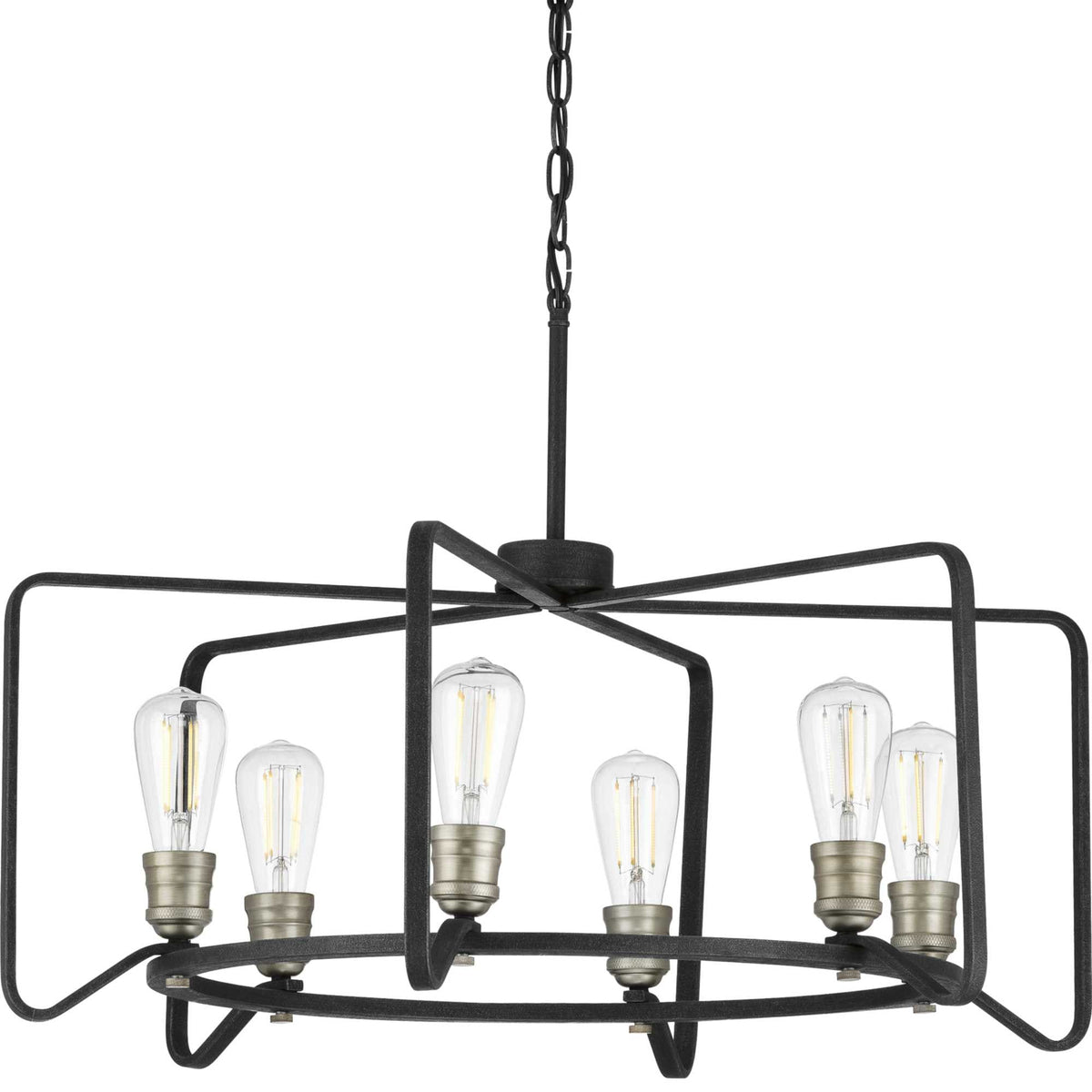 Progress Lighting Foster 6-Light Black Farmhouse Chandelier