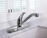 Project Source Chrome 1-Handle Deck-Mount Low-Arc Kitchen Faucet with Deck Plate