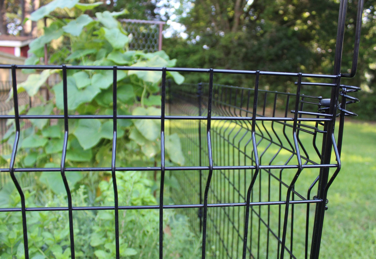 YARDLINK 3-ft W Powder-coated Galvanized Steel Flat-top No Dig Garden Fence Panel