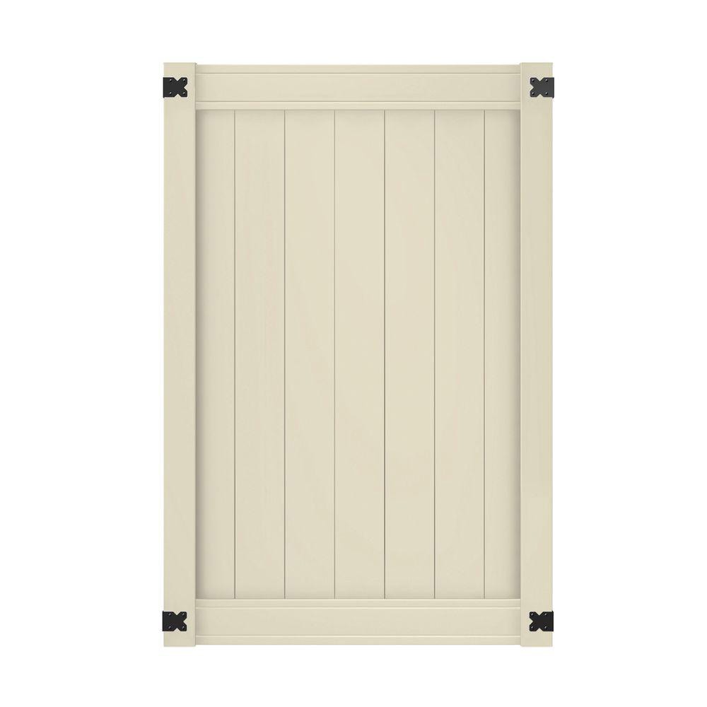 Outdoor Essentials Pro Series 6-ft H x 4-ft W Tan Privacy Vinyl Flat-top Fence Gate Kit (Unassembled)