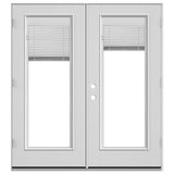 JELD-WEN 72-in x 80-in 4-9/16-in Jamb Low-E Blinds-Between-the-Glass Primed Fiberglass French Left-Hand Inswing Double Patio Door