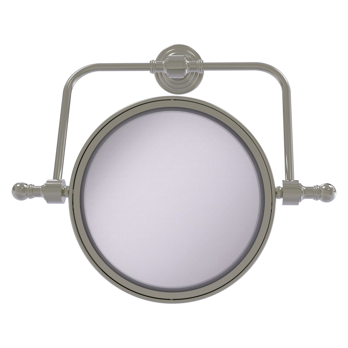 Allied Brass Retro Wave 7-in x 8-in Satin Nickel Double-Sided Magnifying Wall-Mounted Vanity Mirror