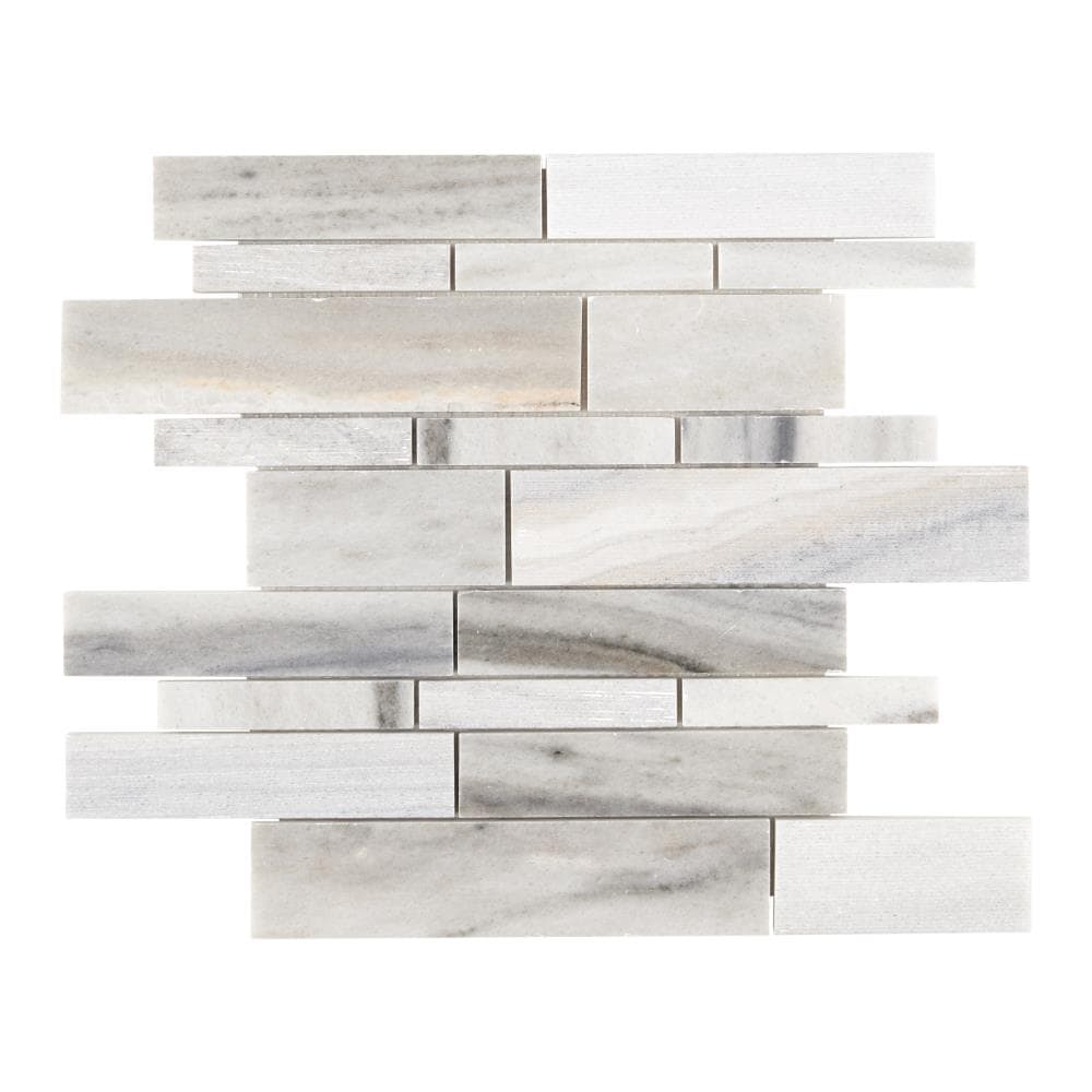 American Olean Genuine Stone Dapper White 11-in x 14-in Multi-Finish Natural Marble Mosaic Floor and Wall Tile (0.96-sq ft per piece)