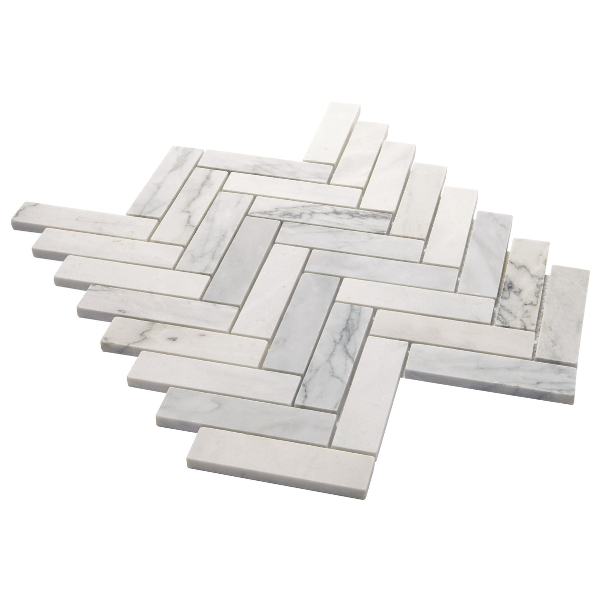 American Olean Genuine Stone Refined White 11-in x 14-in Honed Marble Herringbone Floor and Wall Tile, 0.94 sq ft per Piece