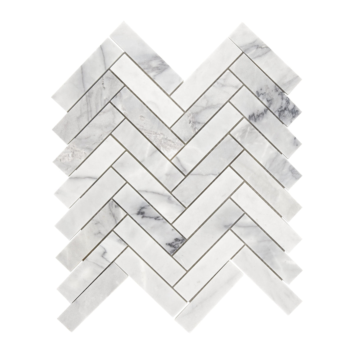American Olean Genuine Stone Refined White 11-in x 14-in Honed Marble Herringbone Floor and Wall Tile, 0.94 sq ft per Piece