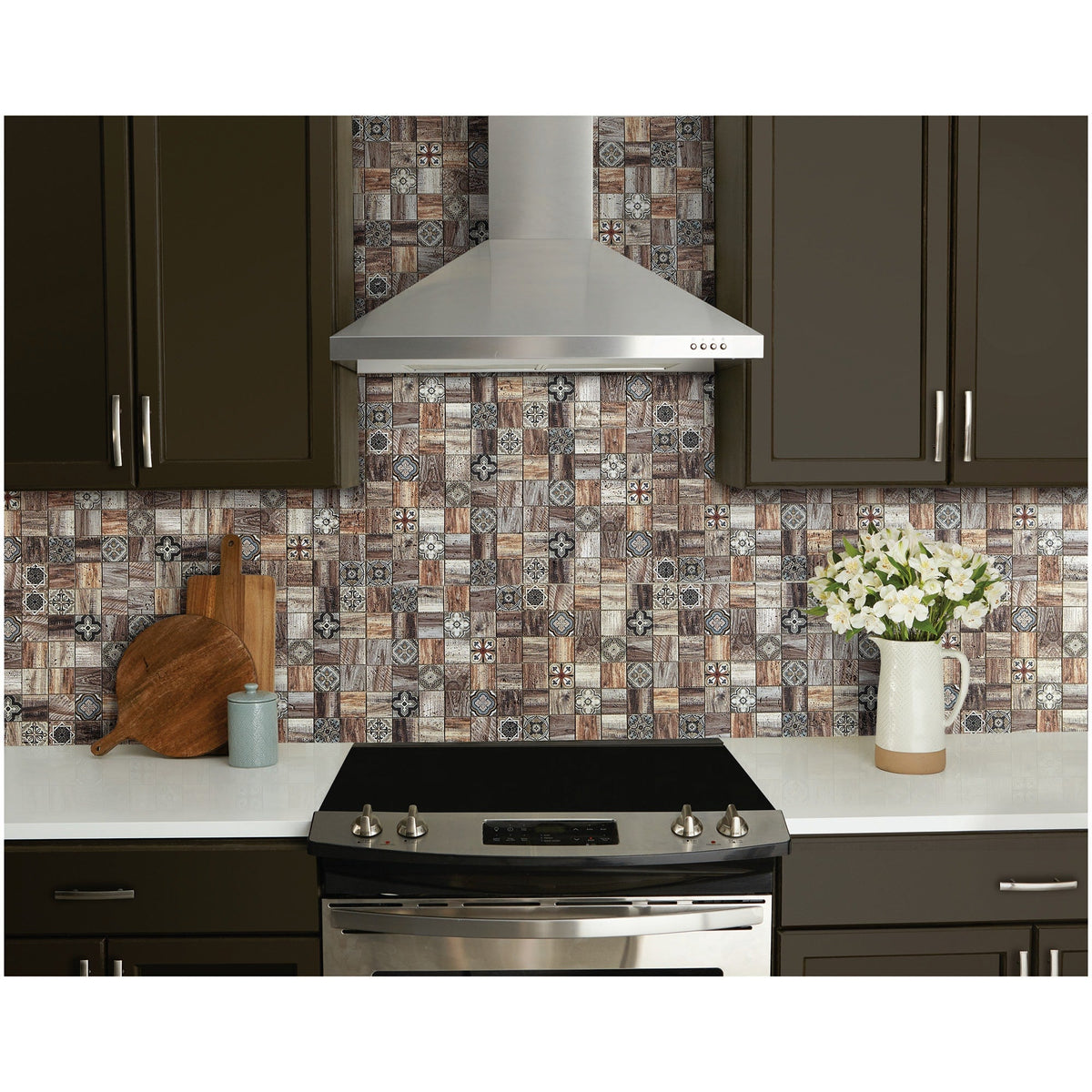 American Olean Genuine Stone Moroccan Natural Travertine Mosaic Wall Tile, 11 in x 11 in