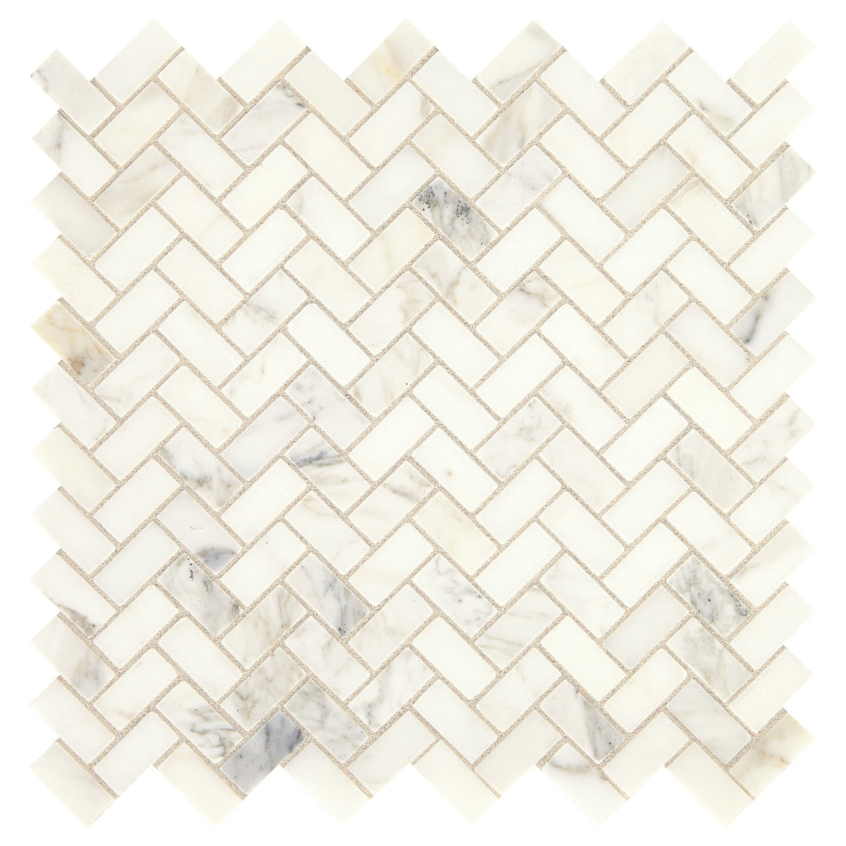 Daltile Genuine Stone Calacatta Gold 12-in x 12-in Honed Natural stone Marble Herringbone Mosaic Floor and Wall Tile product image