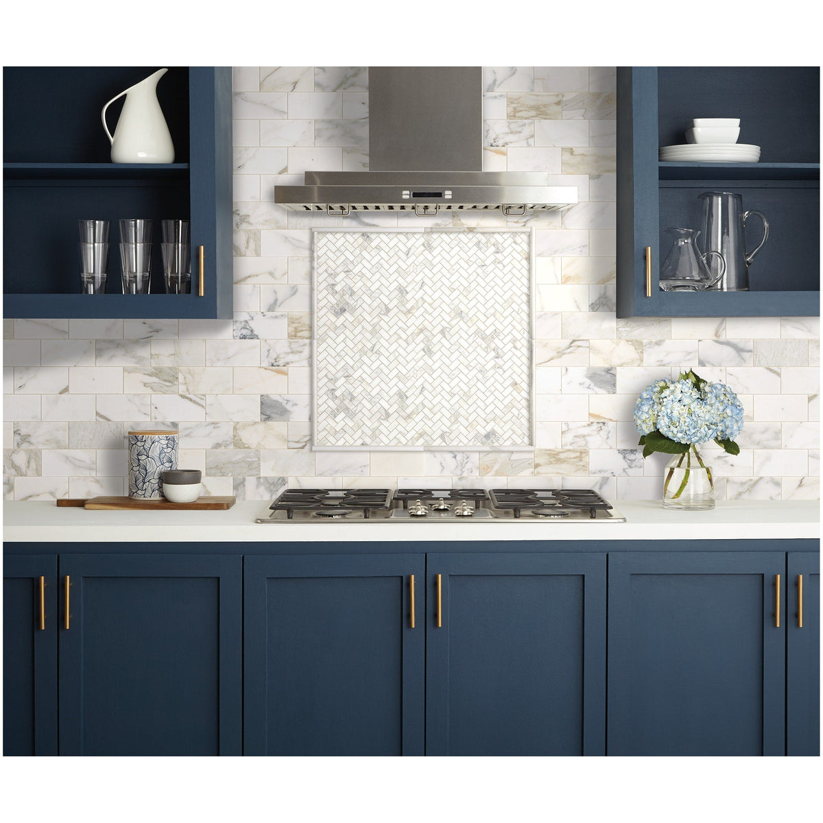 American Olean Genuine Stone Calacatta Gold Honed Marble Pencil Liner Tile, 1/2-in x 12-in