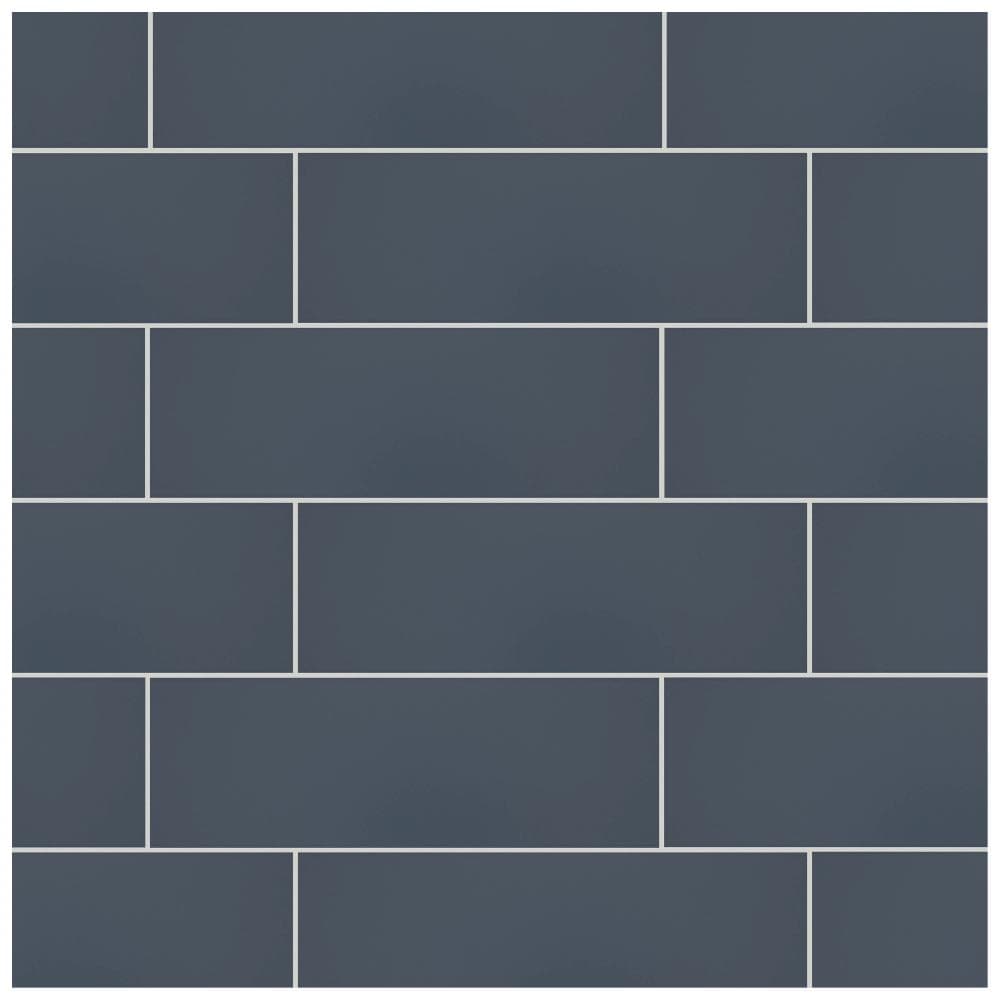VitaScape Midnight Satin 4-in x 12-in Satin Ceramic Subway Wall Tile (0.38-sq. ft per Piece) by American Olean