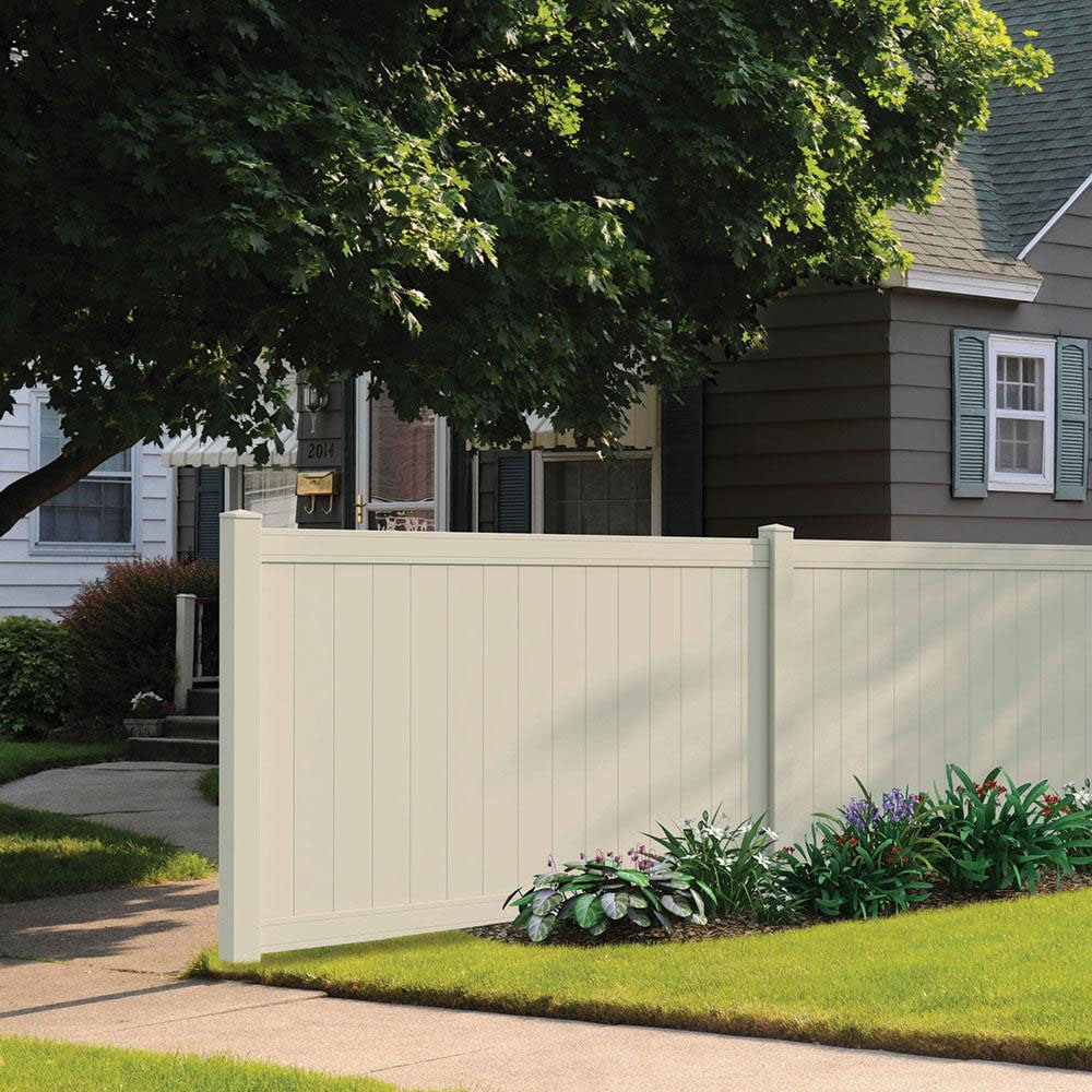 Outdoor Essentials Lakewood 8-ft H x 5-in W Tan Vinyl Line Fence Post (Unassembled)