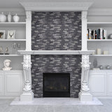 Elida Ceramica Dark Mountain 12-in x 12-in Crackled Ceramic/Stone Slate Linear Mosaic Wall Tile