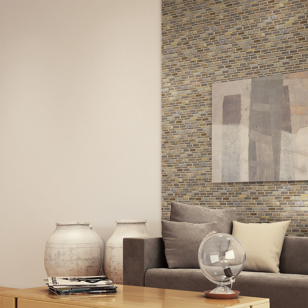 Elida Ceramica Natural Mountain 12-in x 12-in Crackled Ceramic/Stone Slate Linear Mosaic Wall Tile