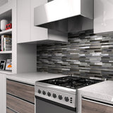 Elida Ceramica Oasis Silver Mix 12-in x 12-in Multi-Finish Glass/Metal Linear Mosaic Wall Tile