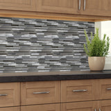 Elida Ceramica Oasis Silver Mix 12-in x 12-in Multi-Finish Glass/Metal Linear Mosaic Wall Tile