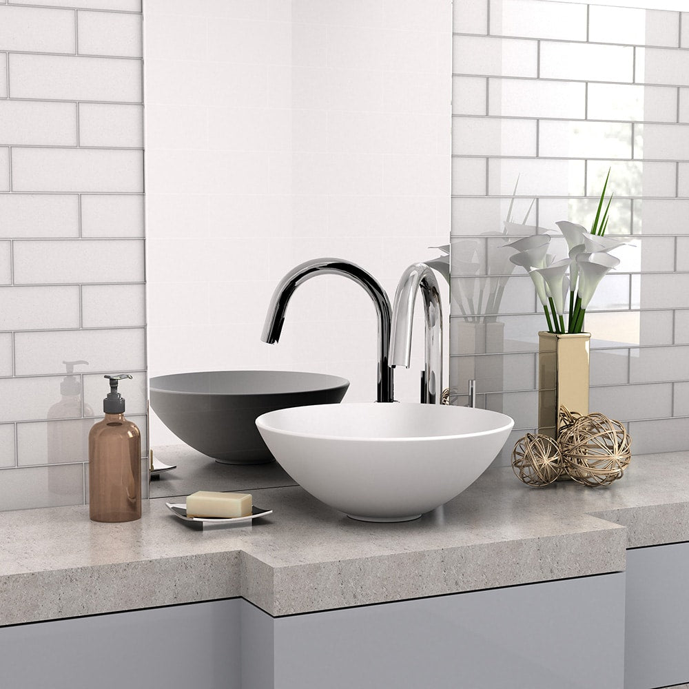 Elida Ceramica 2-in x 6-in Super White Glass 12-in x 12-in Glossy Brick Mosaic Wall Tile