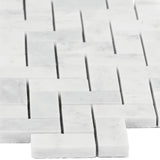 Satori Bianco Polished 11-in x 12-in Natural Marble Herringbone Mosaic Wall Tile (0.9-sq ft Sheet)