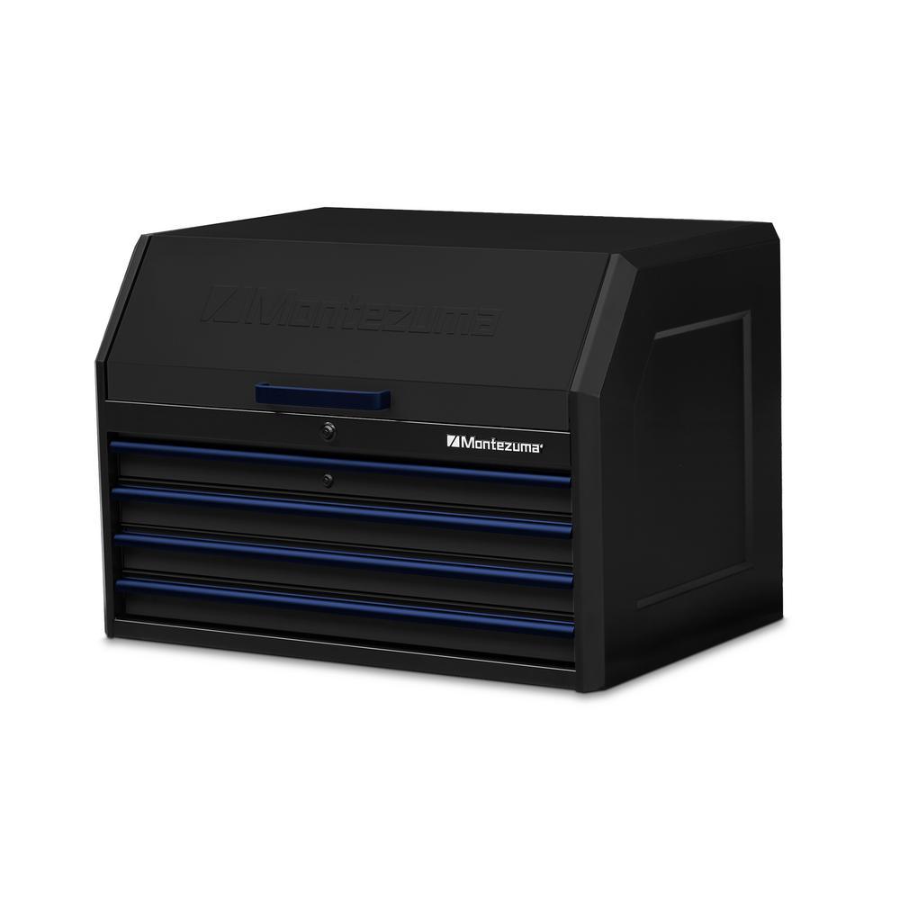 36 in. x 24 in. 4-Drawer Tool Top Chest with Power and USB Outlets in Black and Blue - Super Arbor