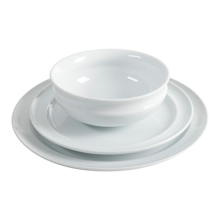 12-Piece Rim Pattern White Porcelain Dinnerware Set (Service for 4)