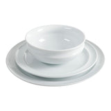 12-Piece Rim Pattern White Porcelain Dinnerware Set (Service for 4)